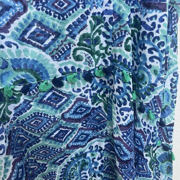 Charlie Paige NWT Dress One Size Flowy Cover Up Beaded Boho Blue Teal Aqua Beach - Picture 5 of 10